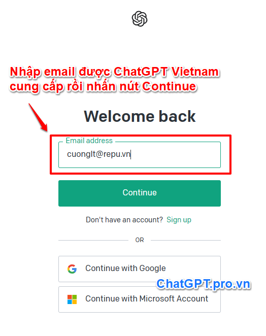 Hướng dẫn đăng nhập ChatGPT - Bước 2