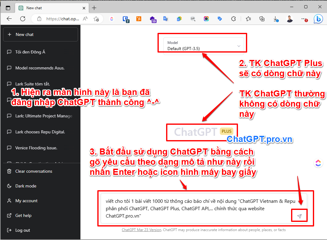 Hướng dẫn đăng nhập ChatGPT - Thành công